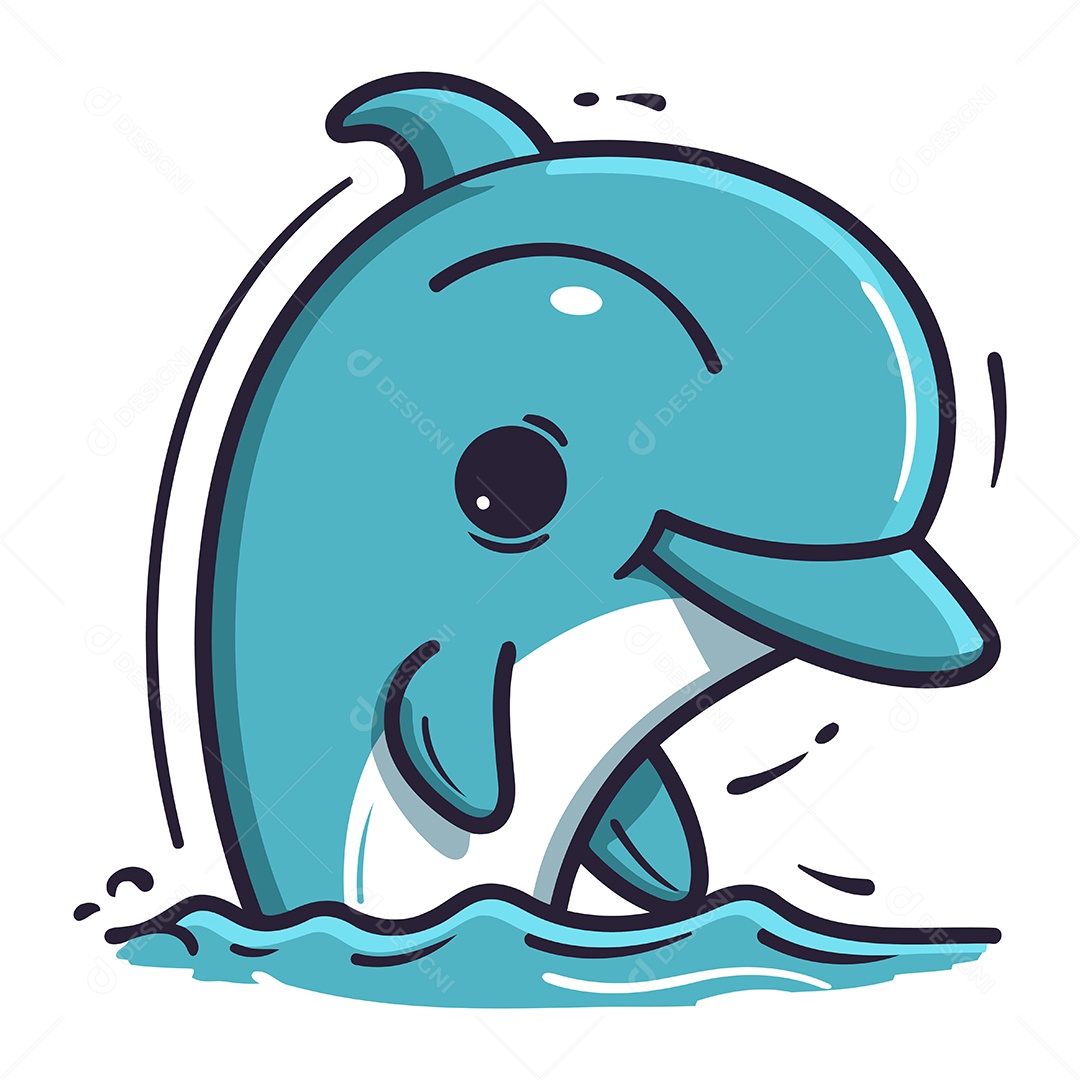 Golfinho de Desenho Animado Ilustração Vetor EPS