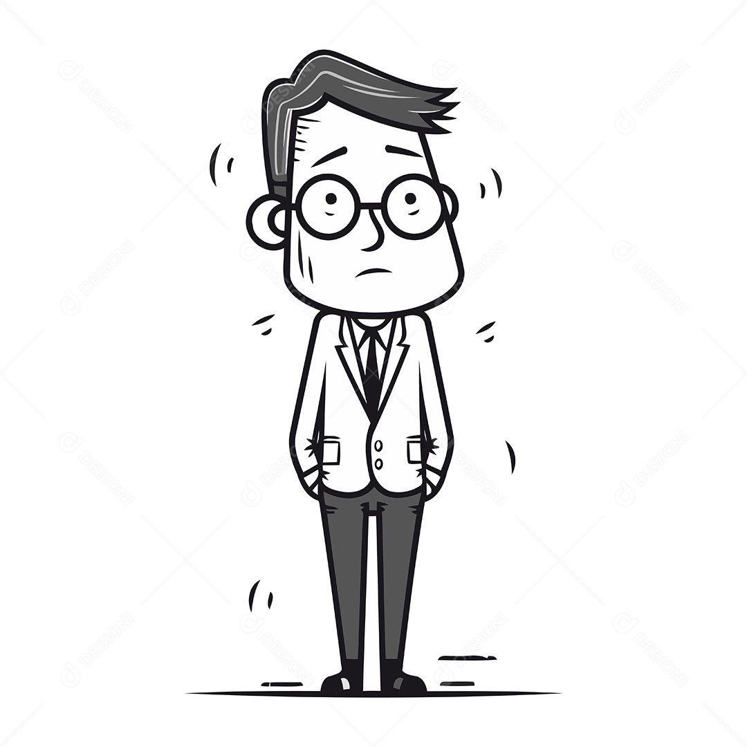 Empresário de Desenho Animado com Óculos Ilustração Vetor EPS