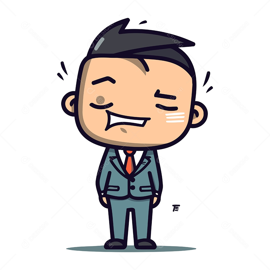 Empresário Sorridente de Desenho Animado Ilustração Vetor EPS