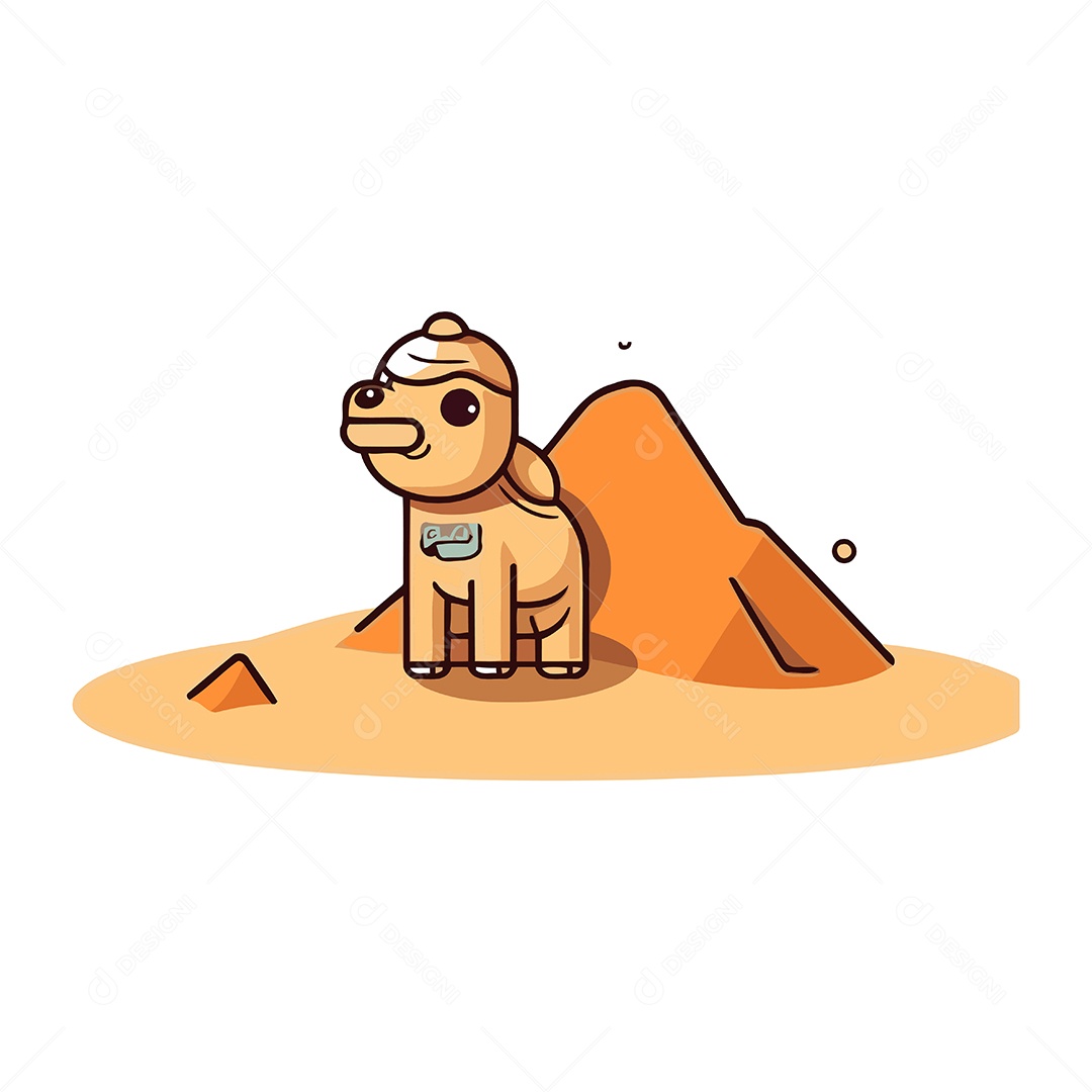 Camelo no Deserto de Desenho Animado Ilustração Vetor EPS