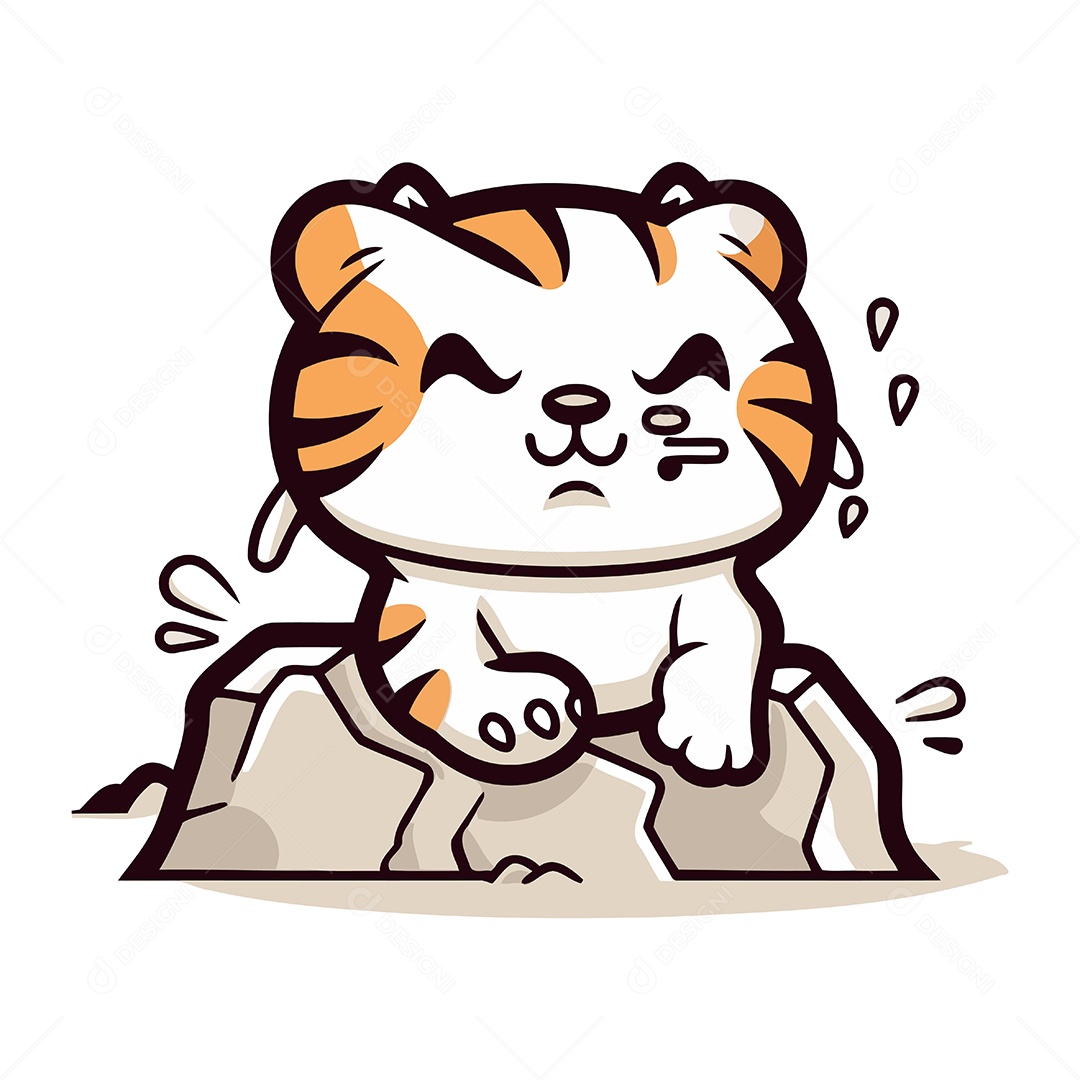 Tigre de Desenho Animado Chorando Ilustração Vetor EPS