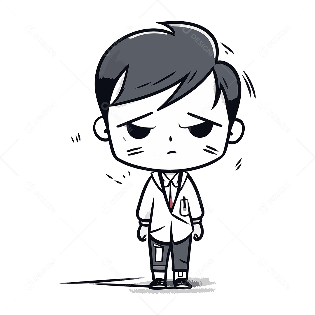 Menino Bravo de Desenho Animado Ilustração Vetor EPS