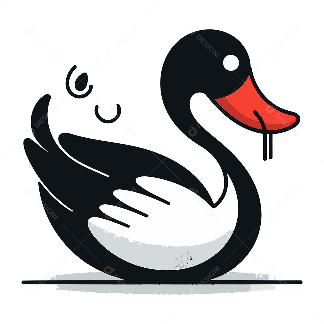 Cisne Negro de Desenho Animado Ilustração Vetor EPS