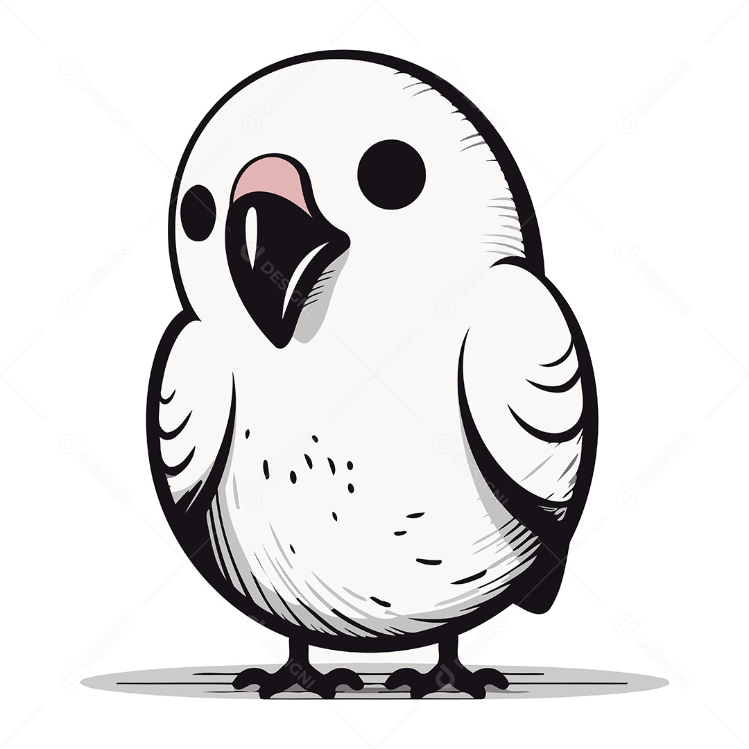 Coruja Branca Fofa de Desenho Animado Ilustração Vetor EPS