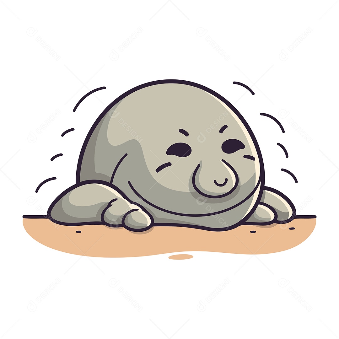 Foca Fofa de Desenho Animado Ilustração Vetor EPS