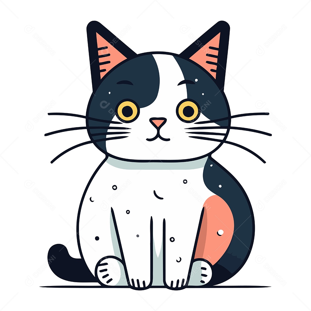 Gato Fofo de Desenho Animado Ilustração Vetor EPS