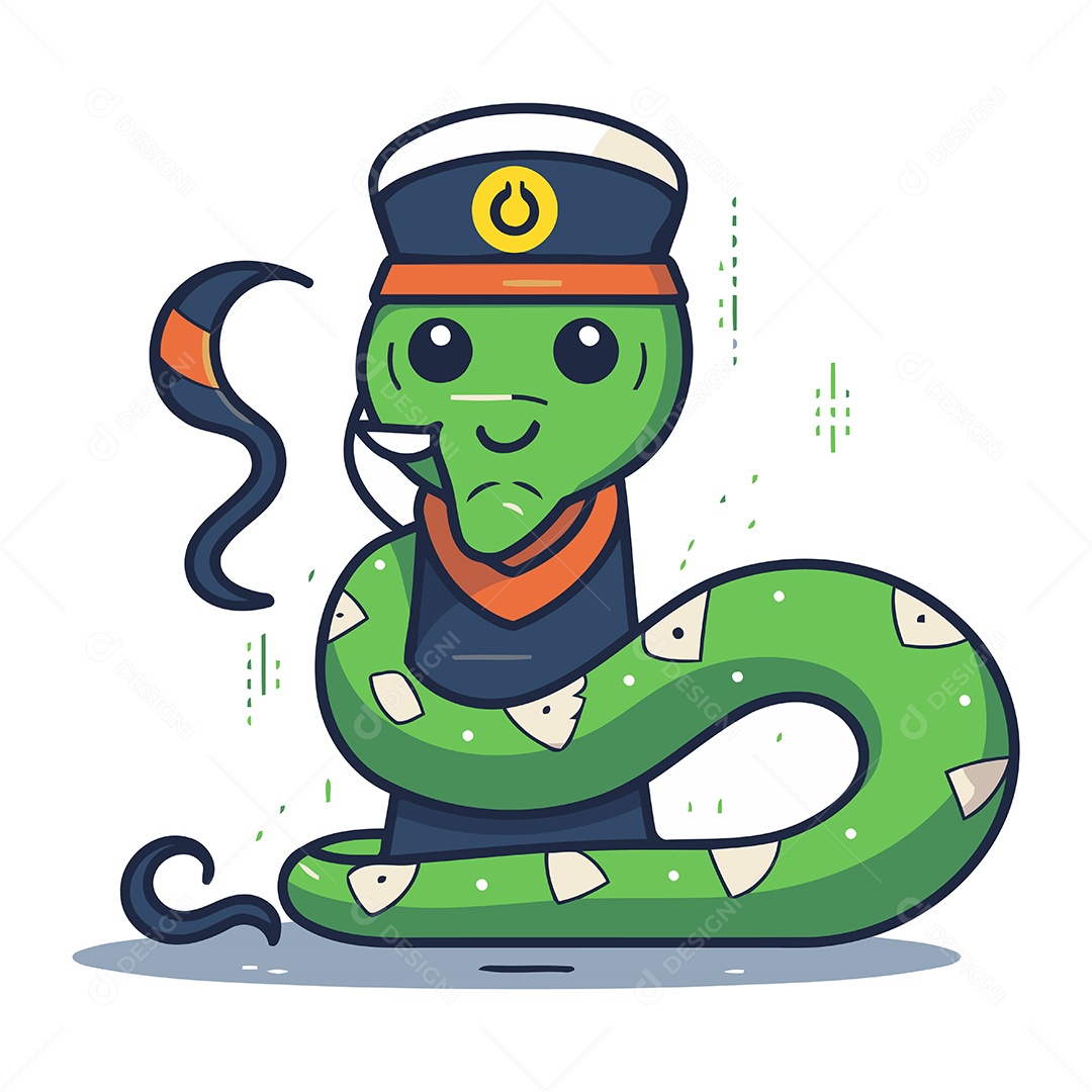 Cobra Usando um Chapéu de Policial Ilustração Vetor EPS
