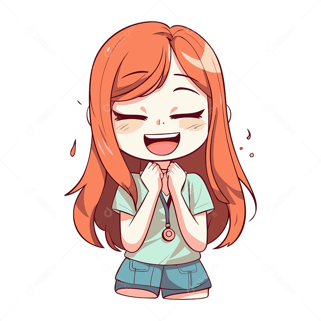 Linda Garotinha de Desenho Animado Ilustração Vetor EPS