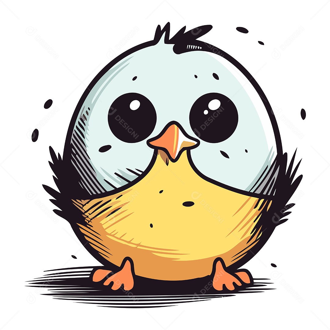 Pintinho de Desenho Animado Ilustração Vetor EPS