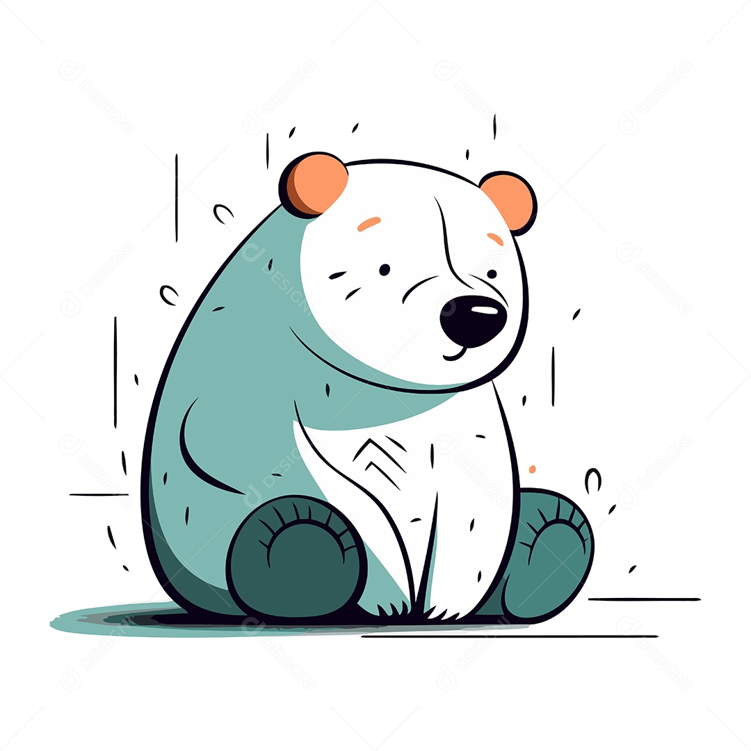 Urso Polar Fofo de Desenho Animado Ilustração Vetor EPS