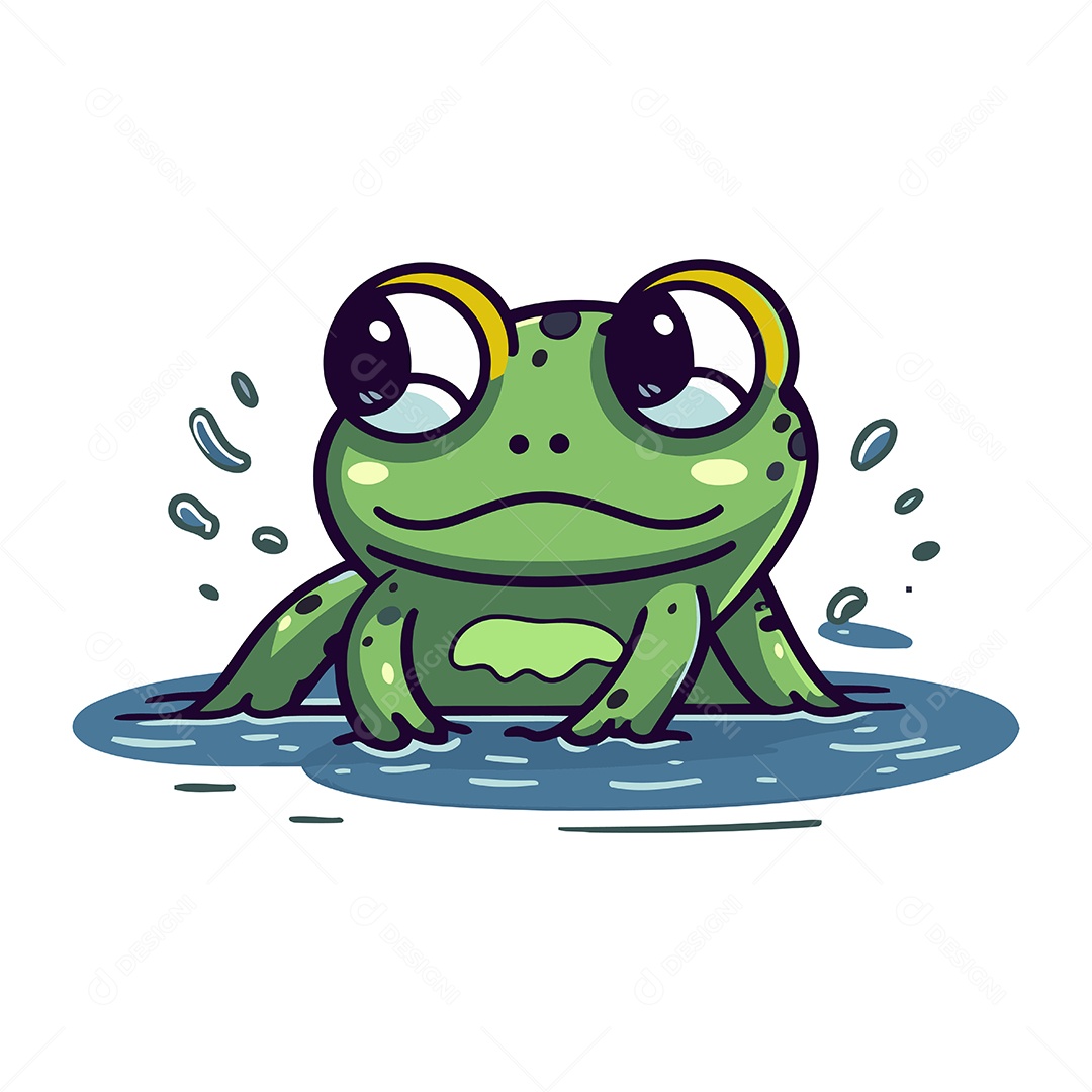 Sapo de Desenho Animado na Água Ilustração Vetor EPS
