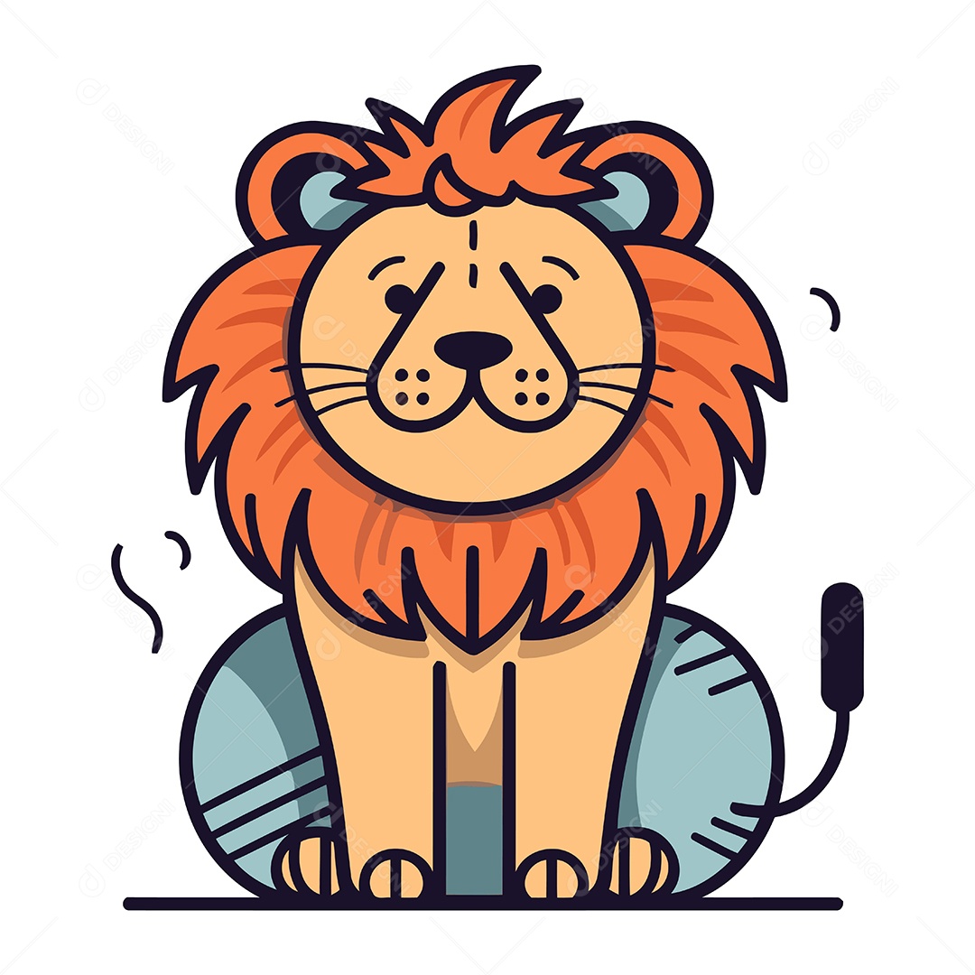 Leão de Desenho Animado Ilustração Vetor EPS