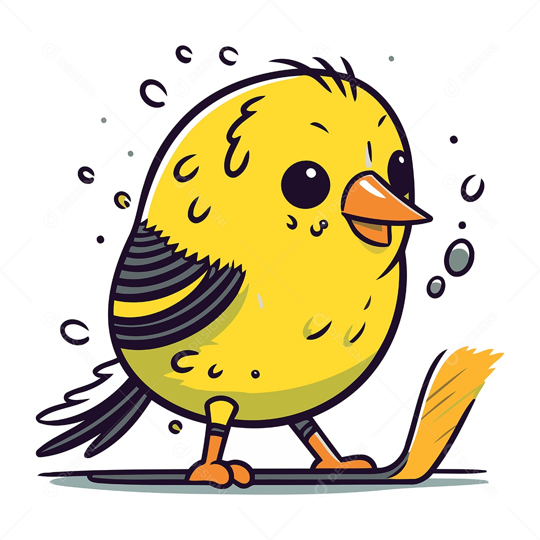 Pintinho Amarelo de Desenho Animado Ilustração Vetor EPS