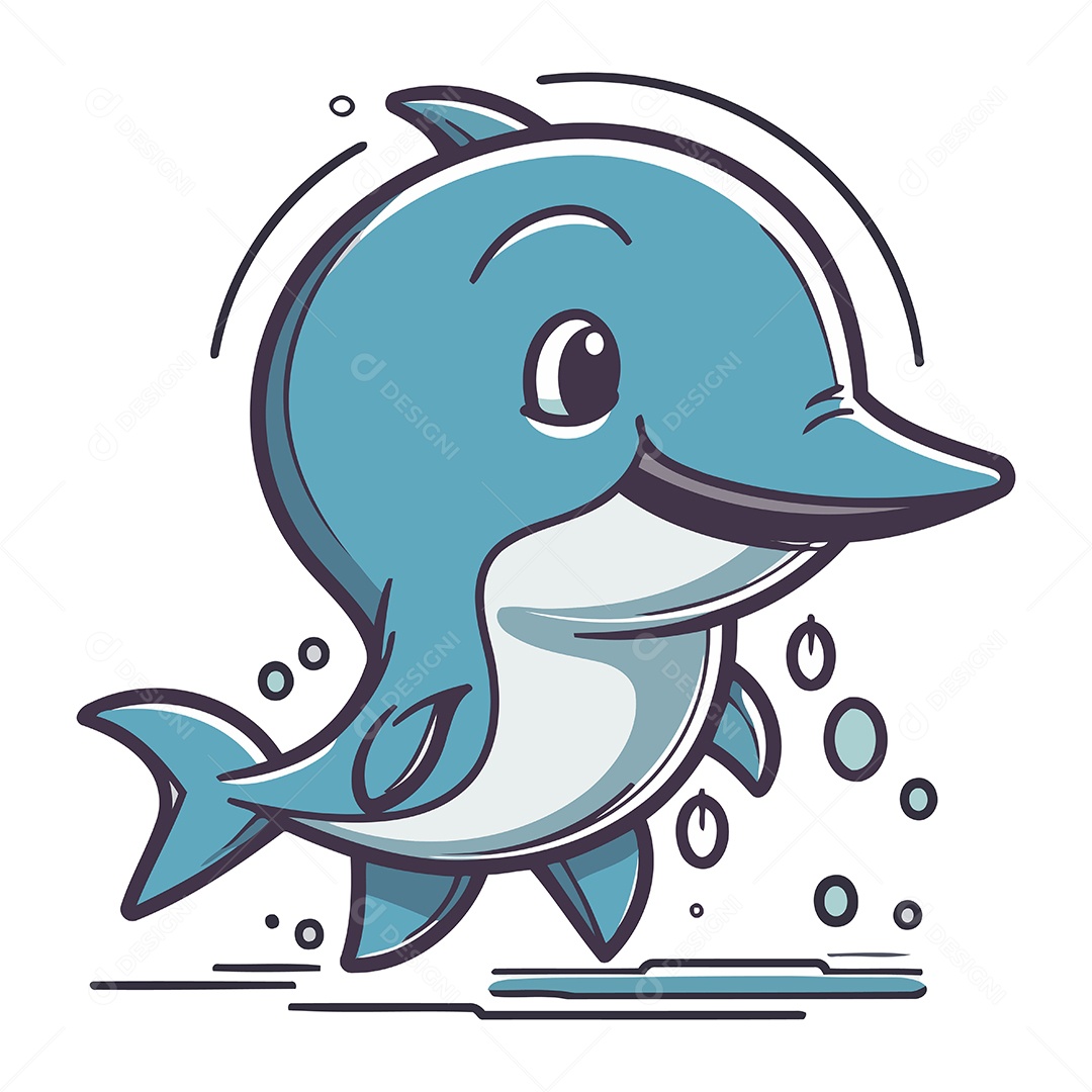 Golfinho de Desenho Animado Ilustração Vetor EPS