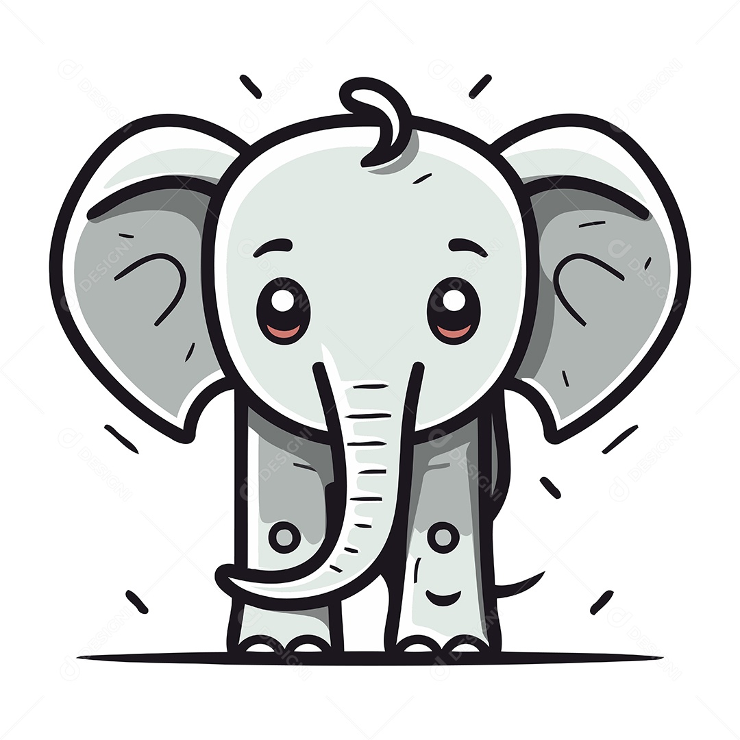 Elefante de Desenho Animado Ilustração Vetor EPS