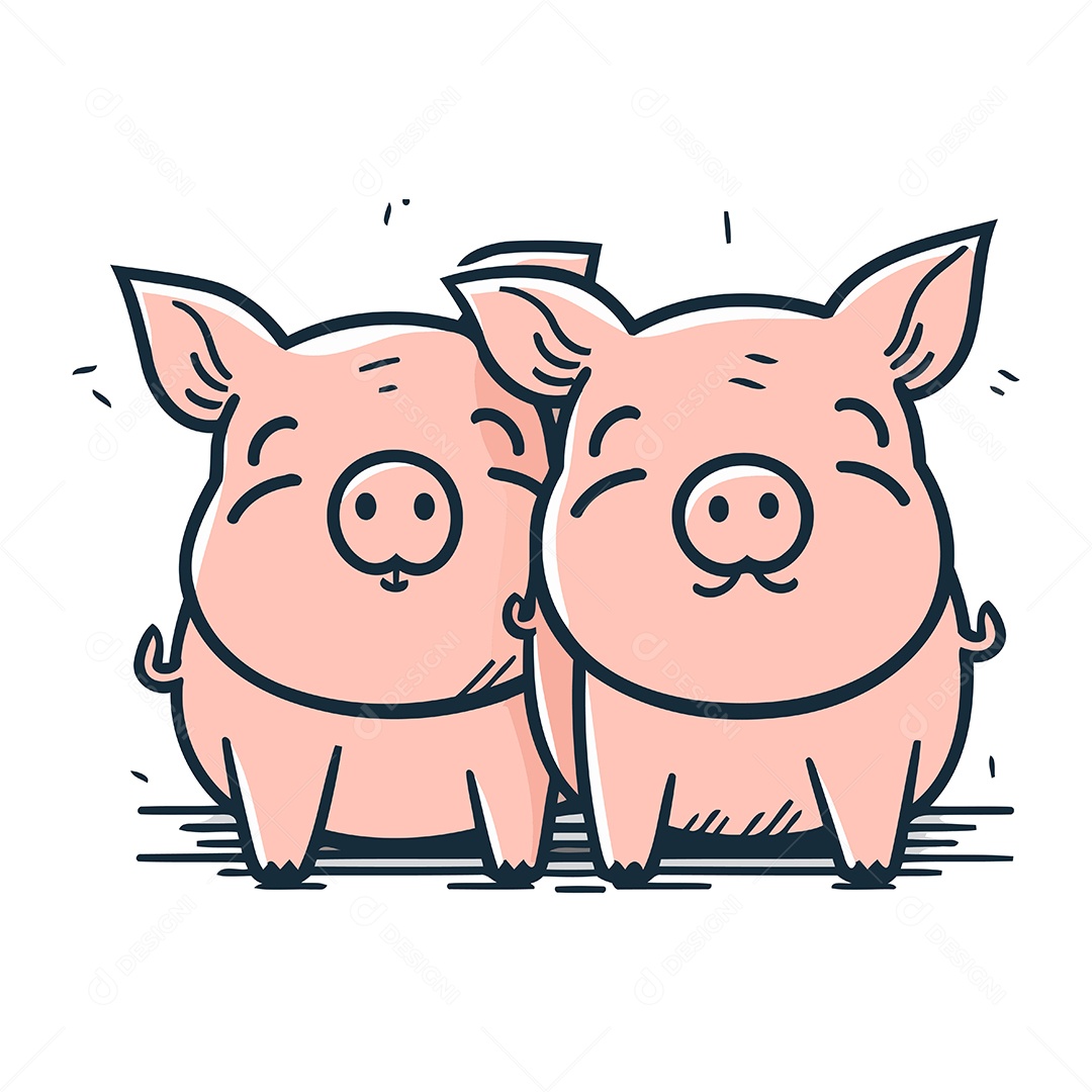 Porcos de Desenho Animado Ilustração Vetor EPS