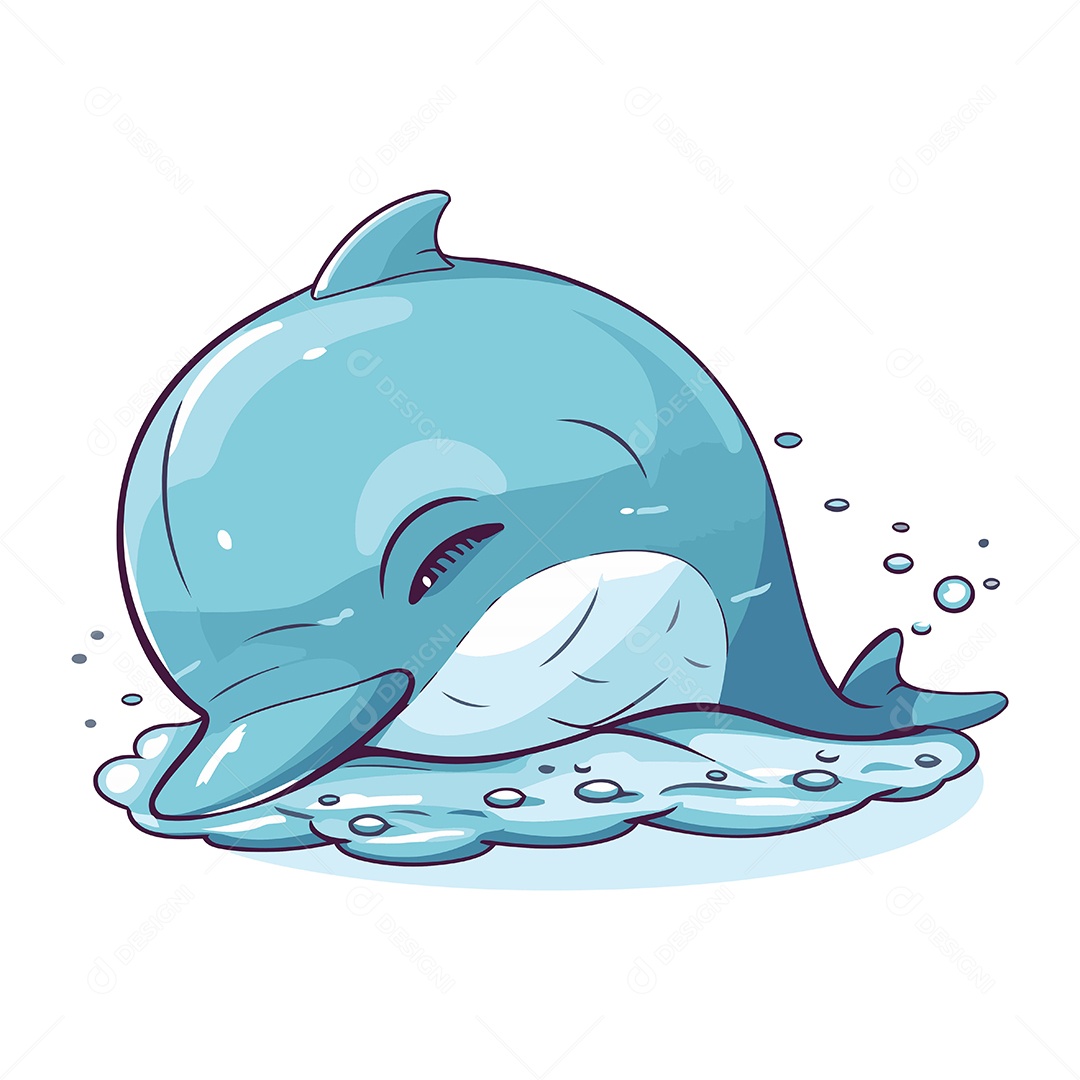 Baleia Fofa de Desenho Animado Ilustração Vetor EPS