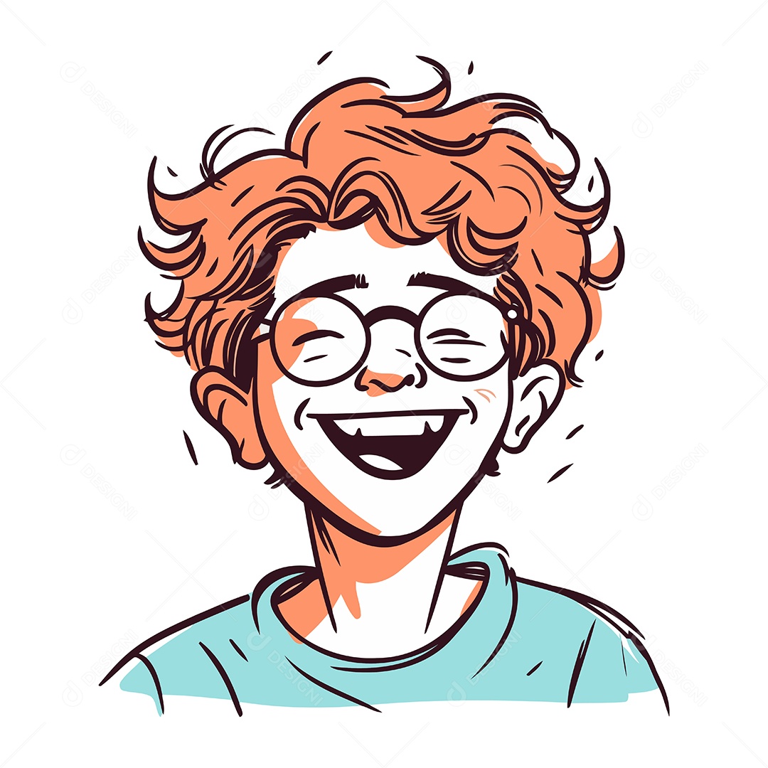 Homem Ruivo de Desenho Animado com Óculos Ilustração Vetor EPS