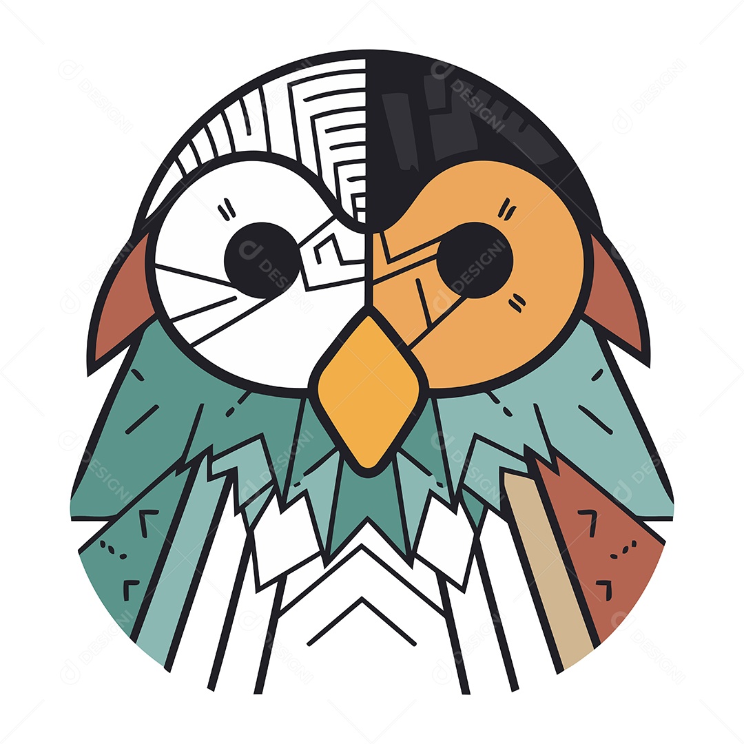 Cabeça de Coruja Ilustração Vetor EPS