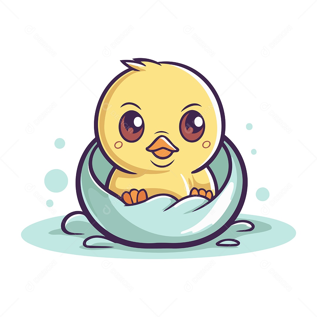Pintinho Fofo no Ovo Ilustração Vetor EPS