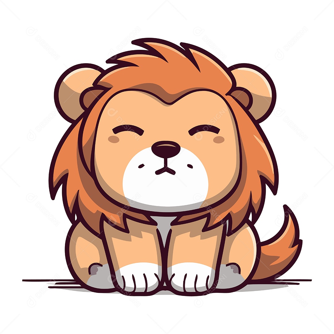 Leão de Desenho Animado Ilustração Vetor EPS