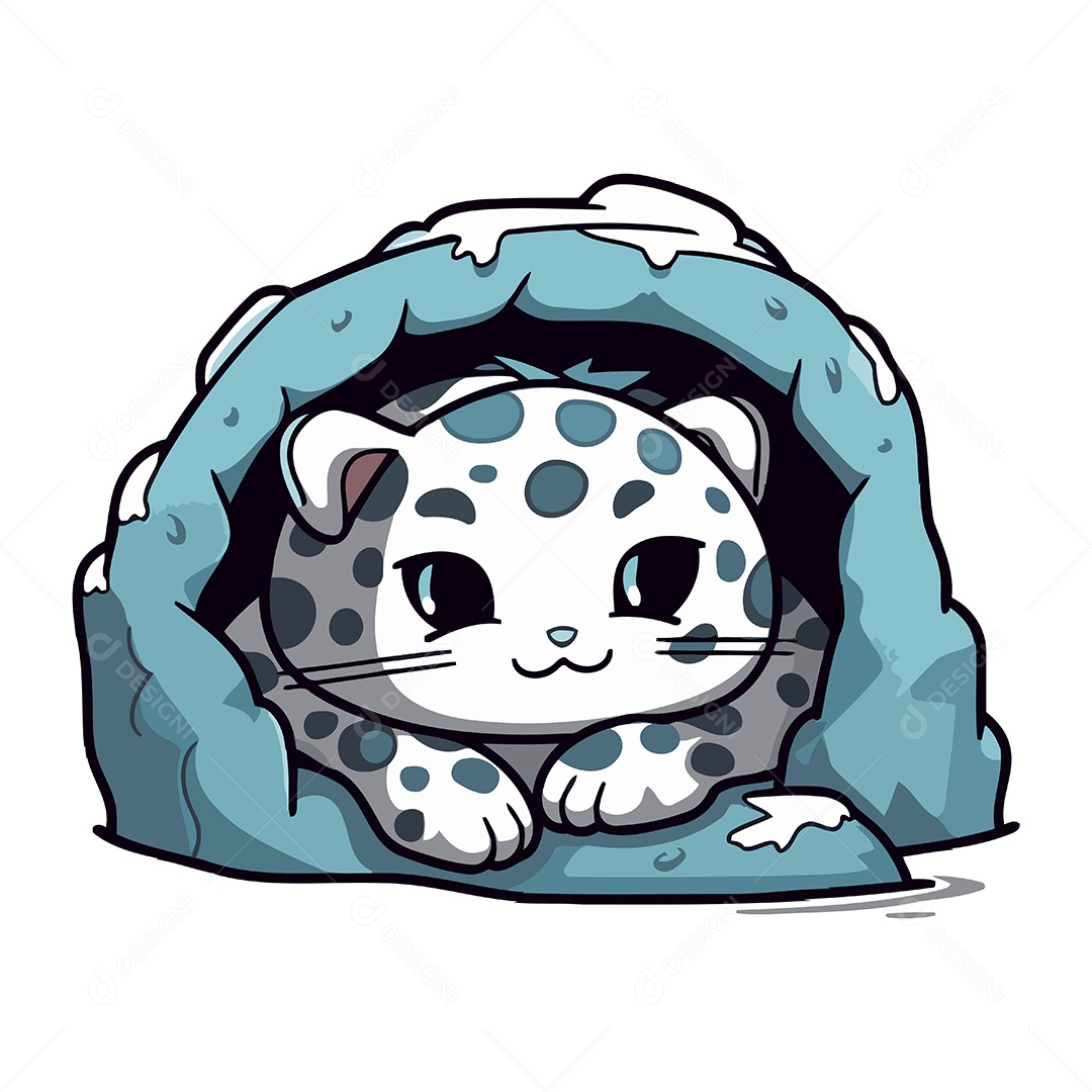 Leopardo Fofo de Desenho Animado Ilustração Vetor EPS