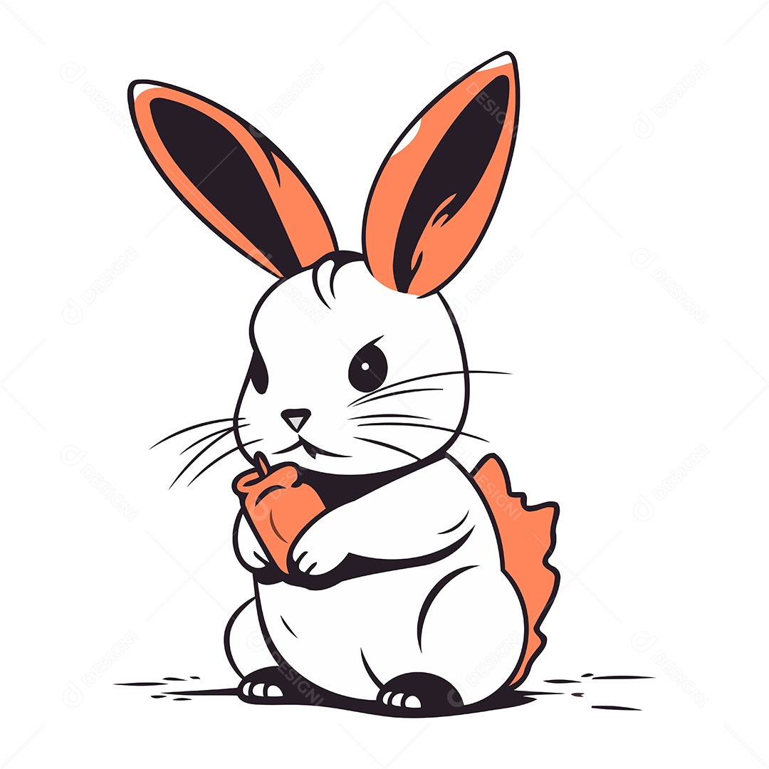 Coelho de Desenho Animado com Cenoura Ilustração Vetor EPS