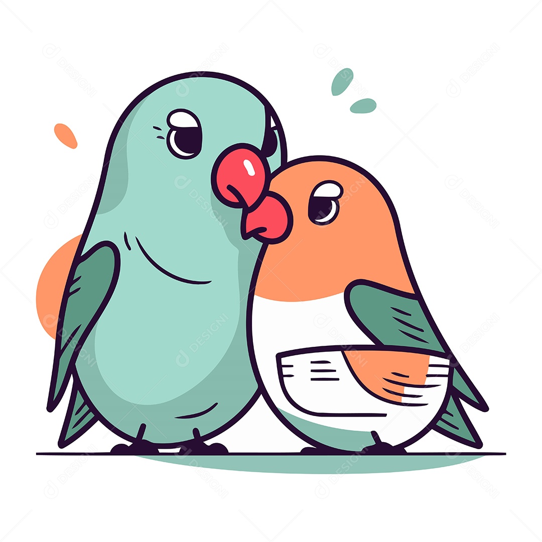 Casal de Pássaros Desenho Animado Ilustração Vetor EPS