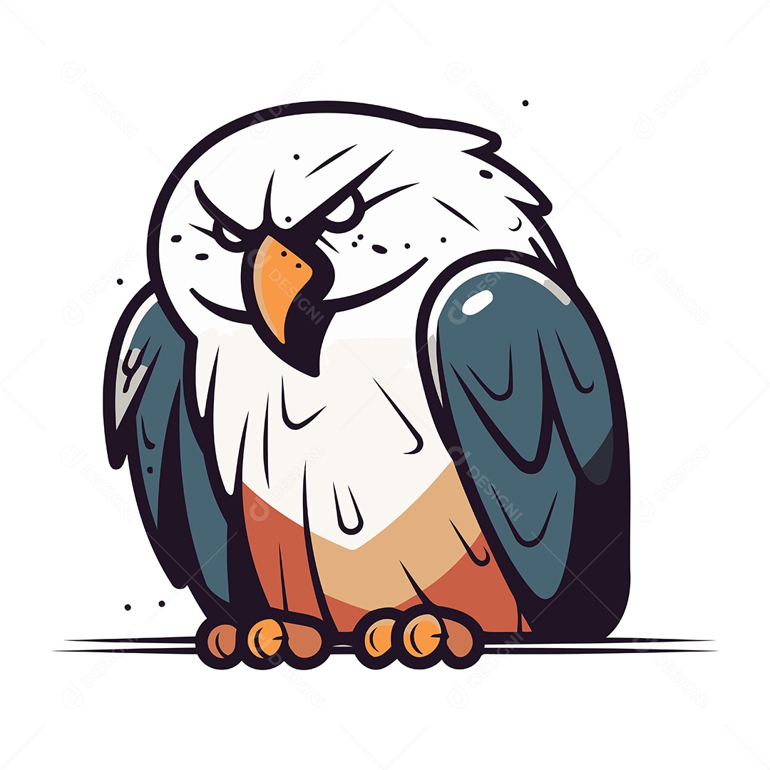 Mascote Águia de Desenho Animado Ilustração Vetor EPS