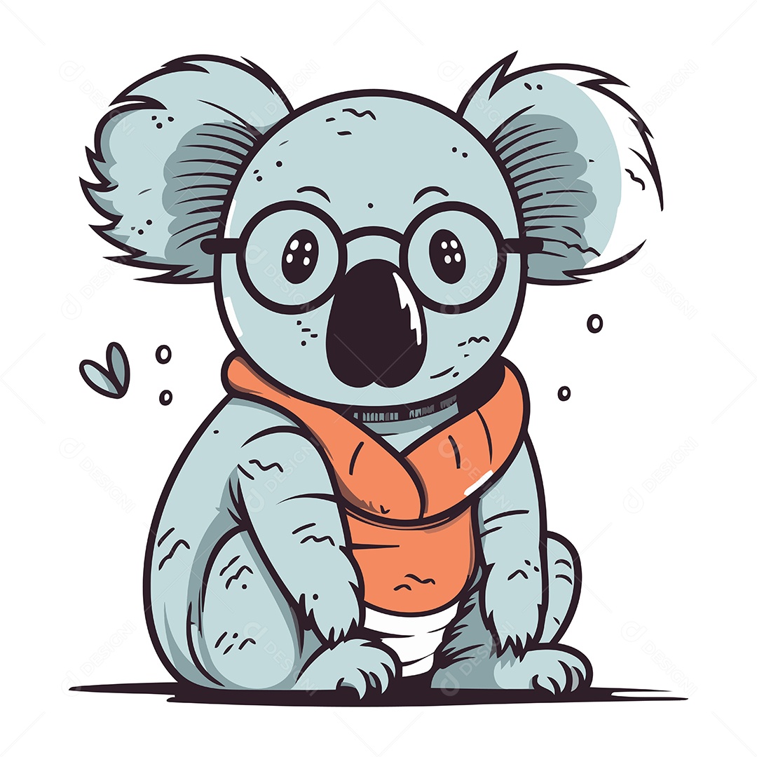 Coala com Óculos e Cachecol Ilustração Vetor EPS