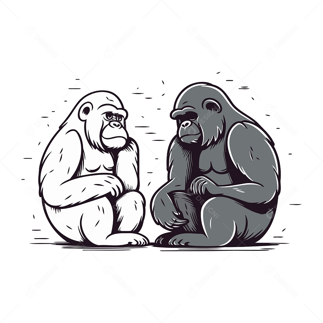 Gorilas de Desenho Animado Ilustração Vetor EPS