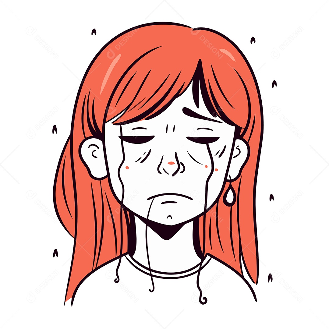 Menina Ruiva Chorando Ilustração Vetor EPS