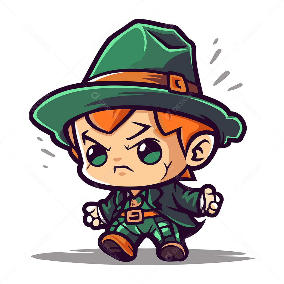 Menino Vestido de Duende Ilustração Vetor EPS