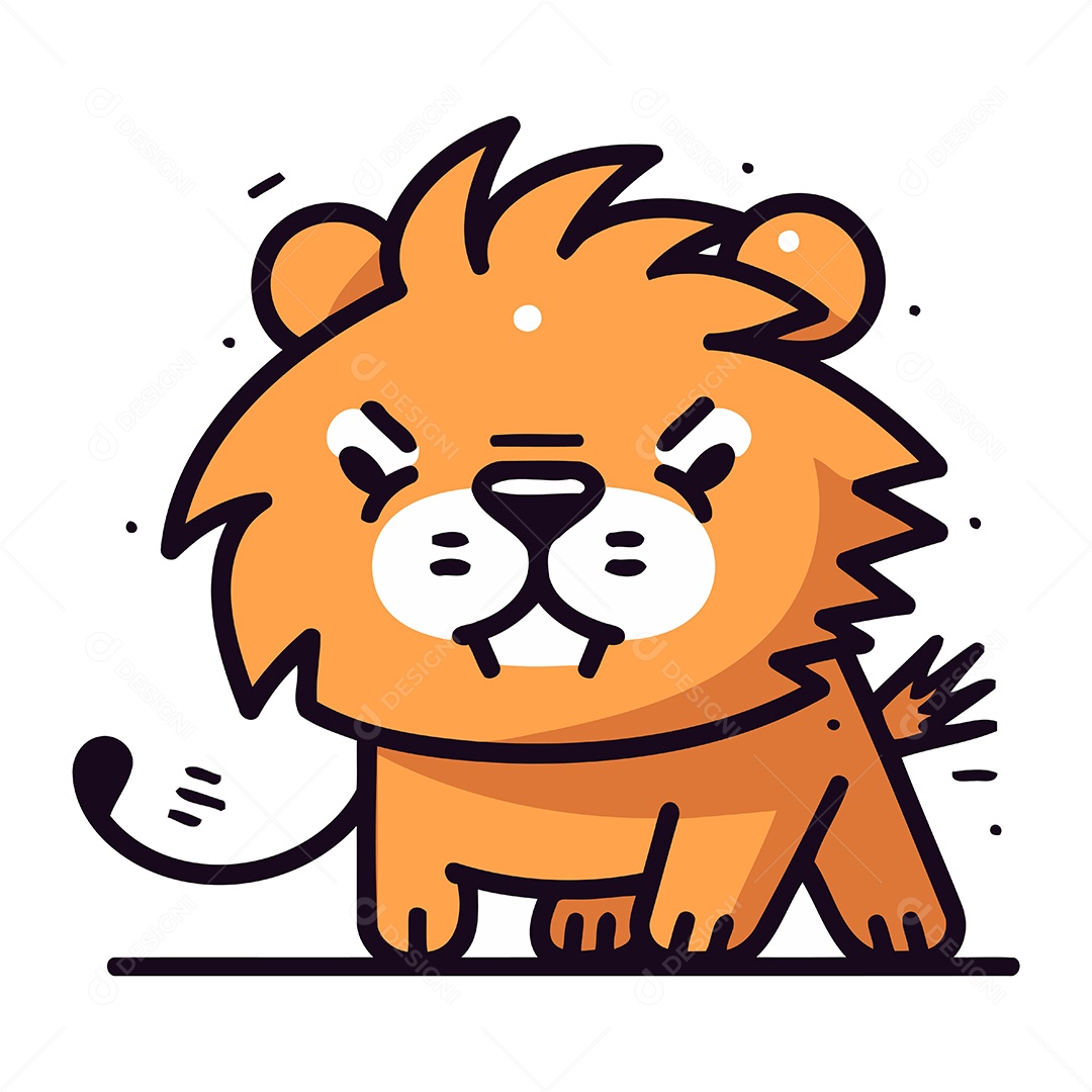 Leão de Desenho Animado Ilustração Vetor EPS