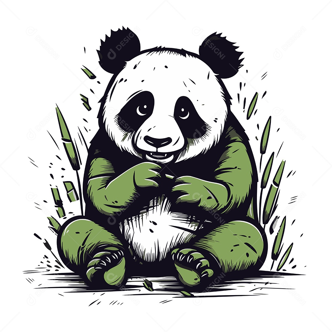 Urso Panda Fofo de Desenho Animado Ilustração Vetor EPS