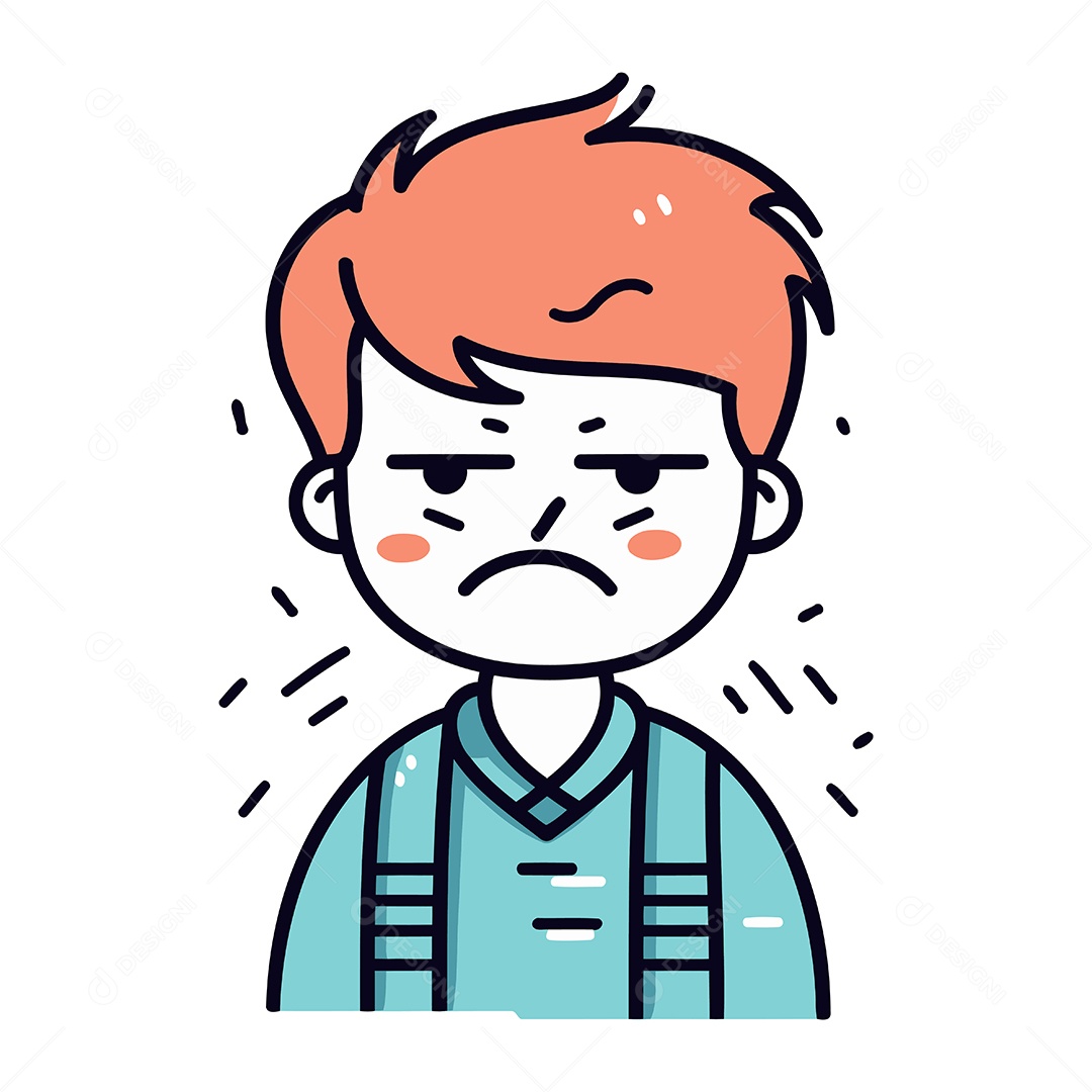 Menino Irritado de Desenho Animado Ilustração Vetor EPS
