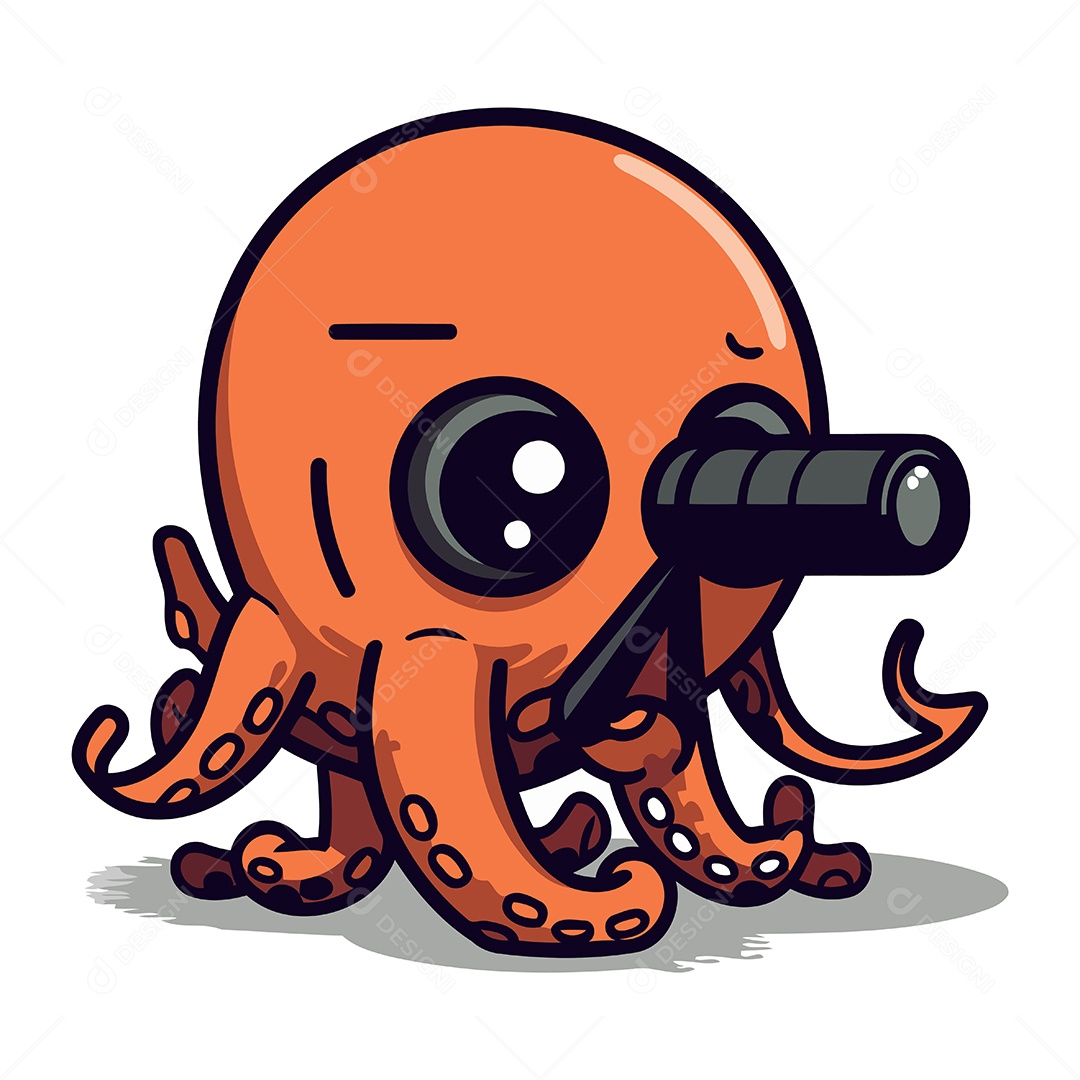 Polvo de Desenho Animado com Binóculo Ilustração Vetor EPS