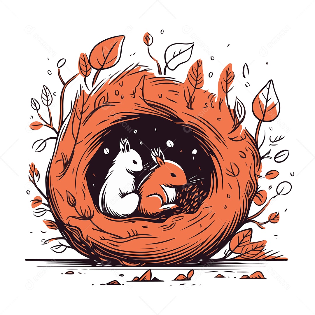 Esquilos de Desenho Animado Ilustração Vetor EPS