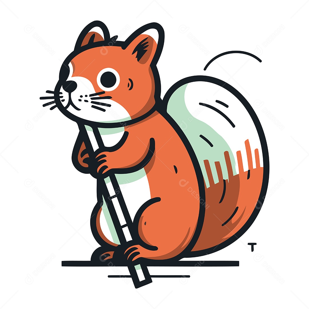 Esquilo Fofo de Desenho Animado Ilustração Vetor EPS