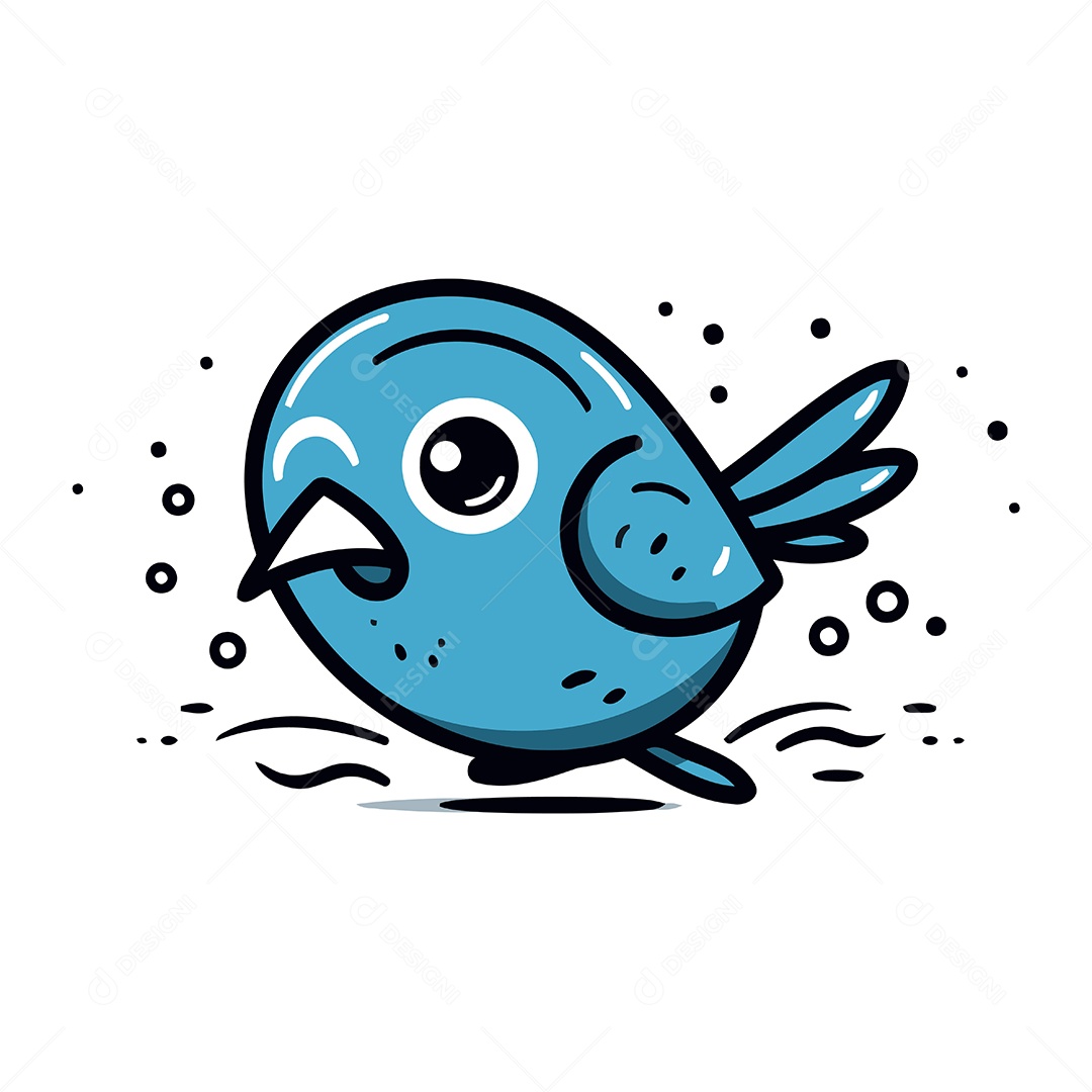 Pássaro Azul de Desenho Animado Ilustração Vetor EPS