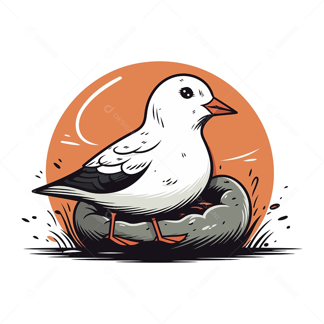 Pássaro de Desenho Animado em um Ninho Ilustração Vetor EPS