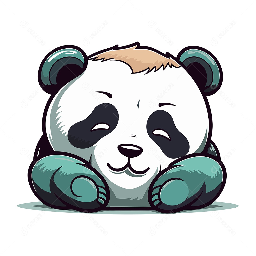 Urso Panda Fofo de Desenho Animado Ilustração Vetor EPS