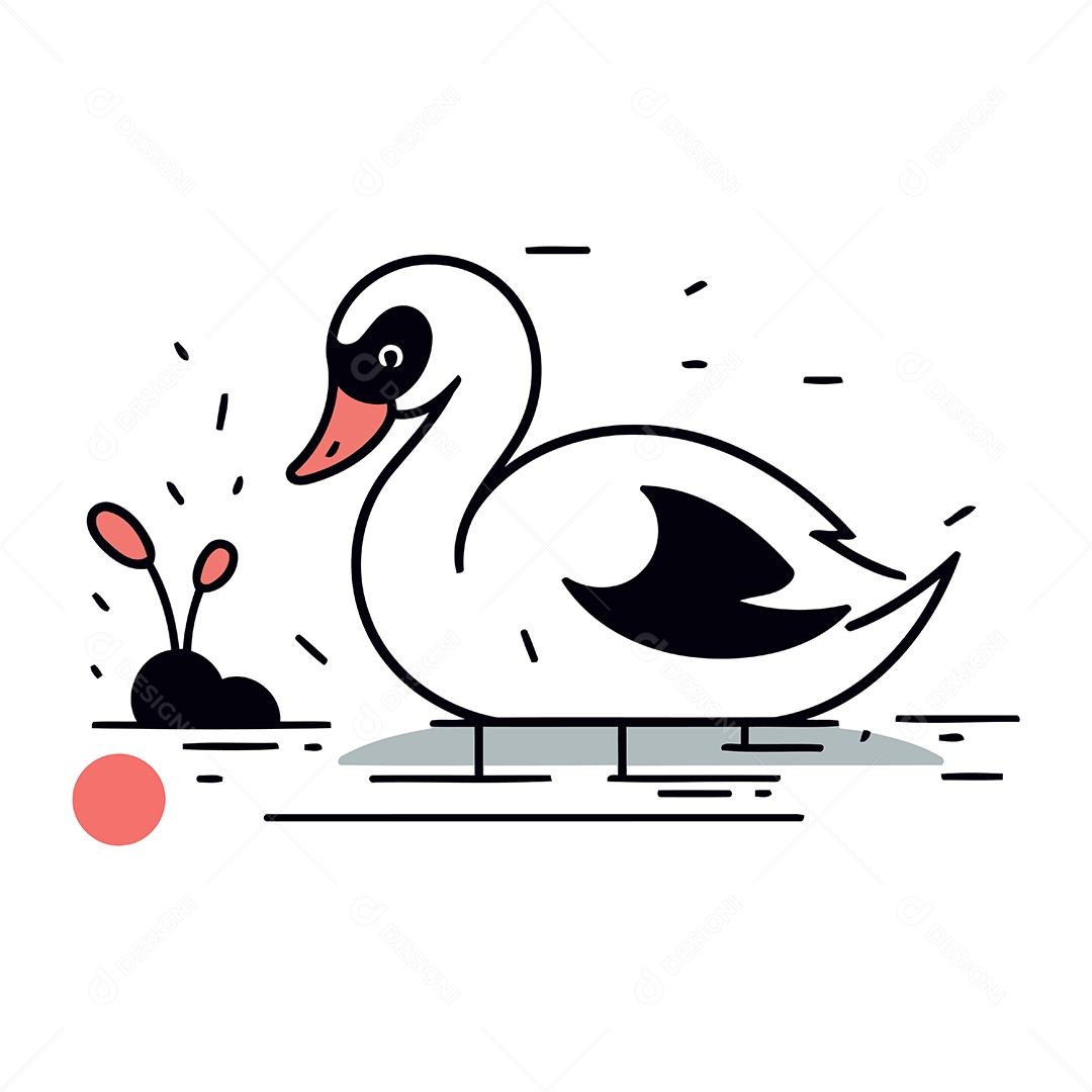 Cisne de Desenho Animado Ilustração Vetor EPS