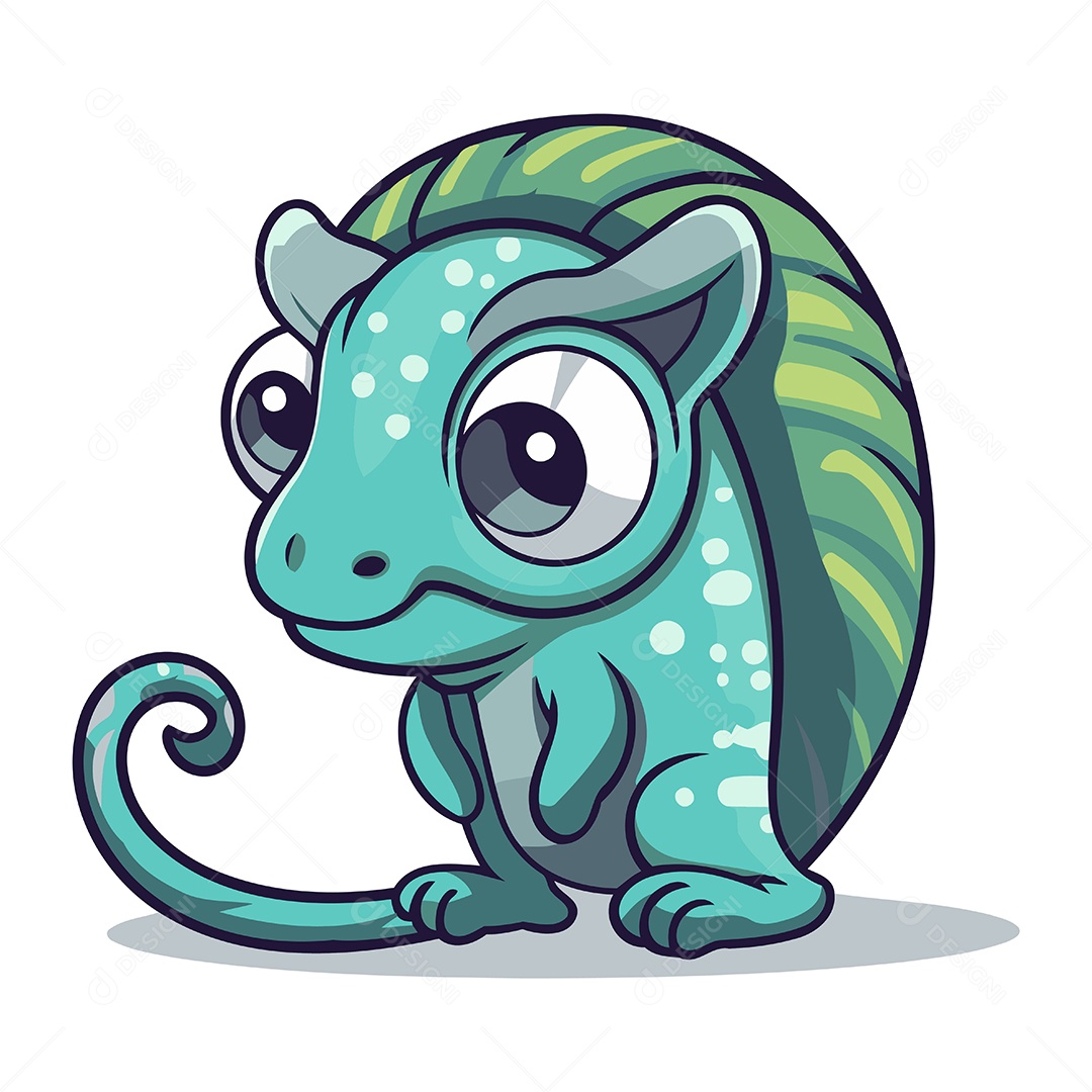Camaleão de Desenho Animado Ilustração Vetor EPS