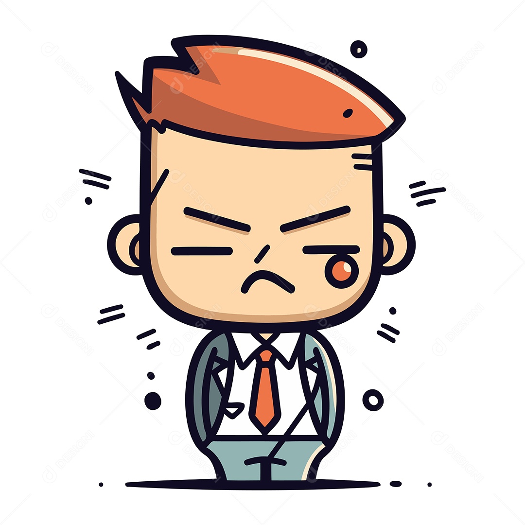 Empresário Irritado de Desenho Animado Ilustração Vetor EPS