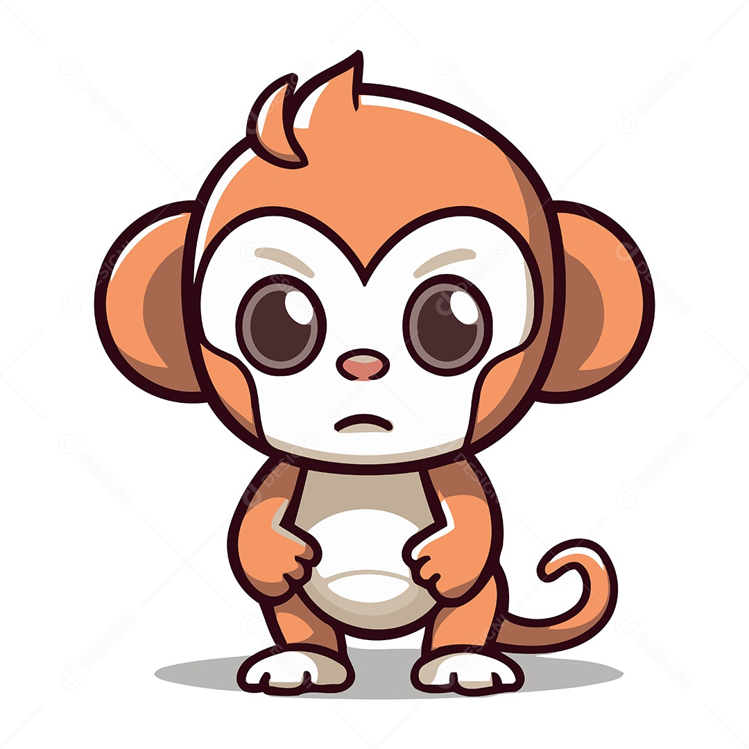 Macaco Fofo de Desenho Animado Ilustração Vetor EPS