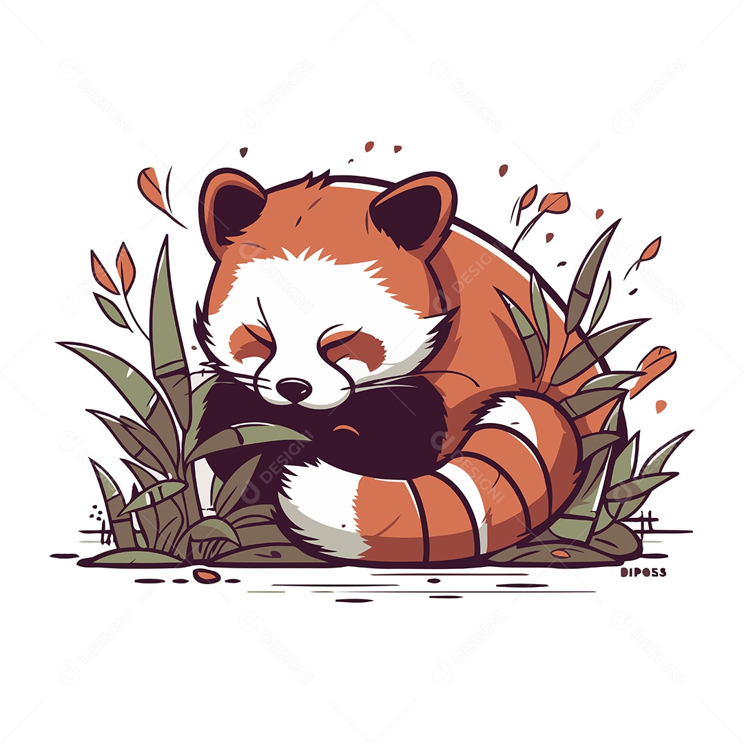 Panda Vermelho Fofo de Desenho Animado Ilustração Vetor EPS
