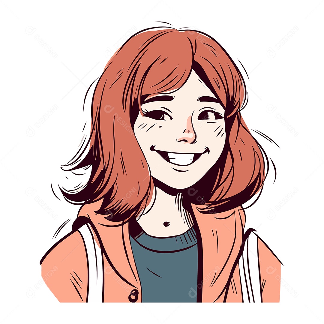 Jovem Sorrindo de Desenho Animado Ilustração Vetor EPS