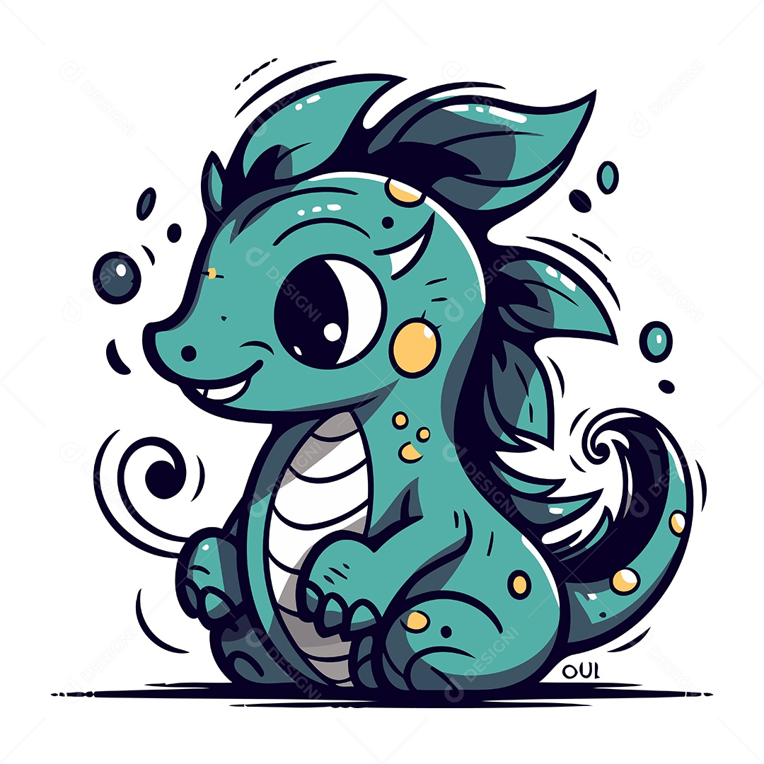 Dragão de Desenho Animado Ilustração Vetor EPS