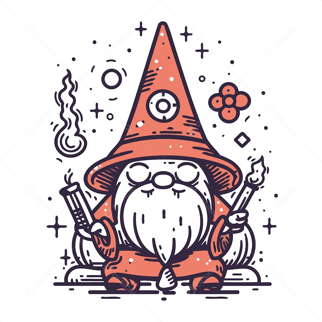 Gnomo Fofo de Desenho Animado Ilustração Vetor EPS